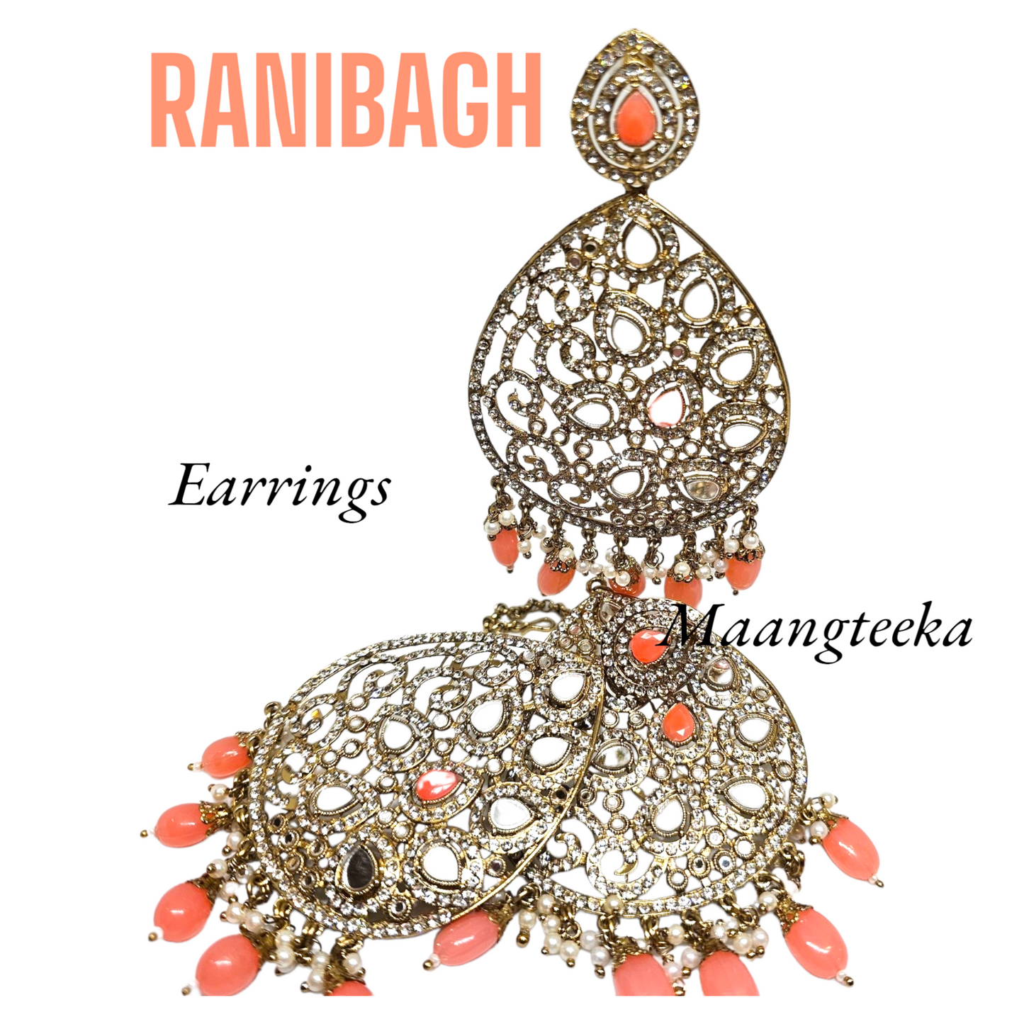 Ranibagh Coral, Earrings Mangteeka set