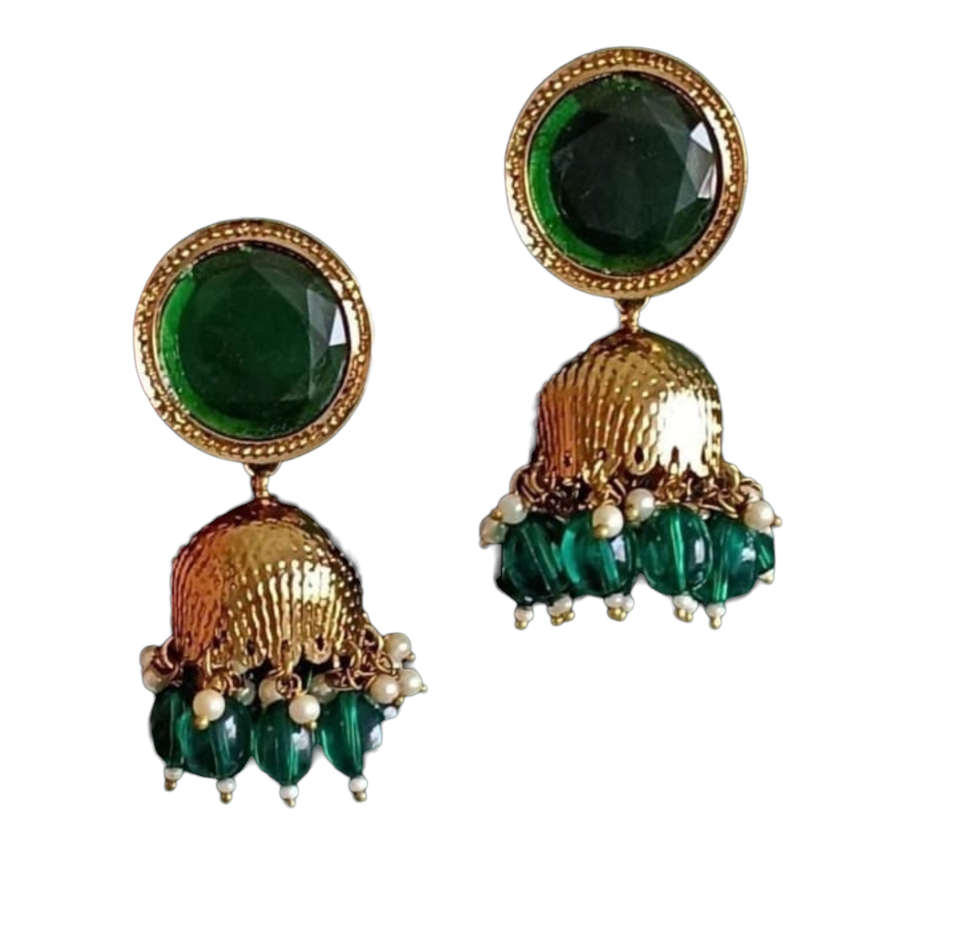 Ruby Pacchi Kundan Jhumka Earrings/ Emerald Green Kundan Earrings –  AryaFashions