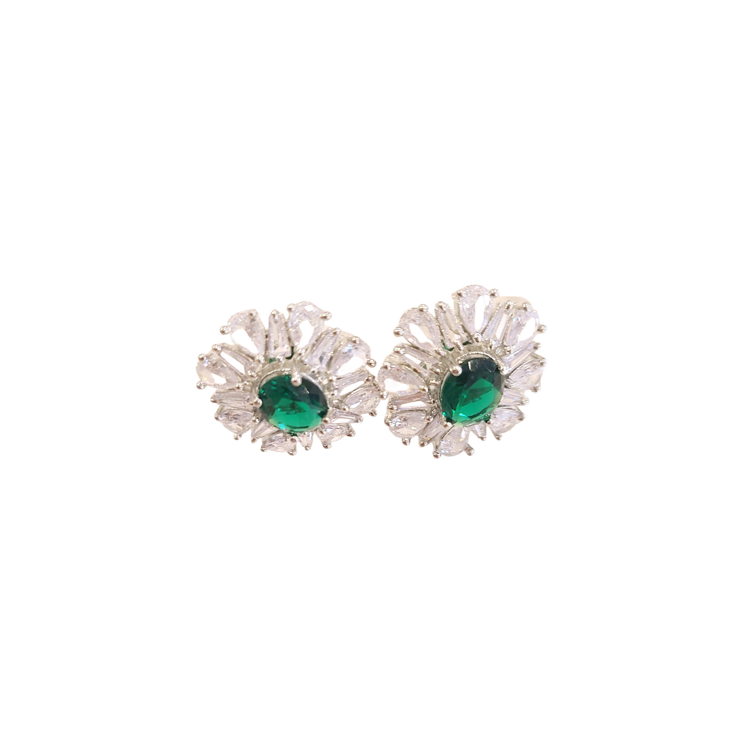 Flower Studs, Emerald