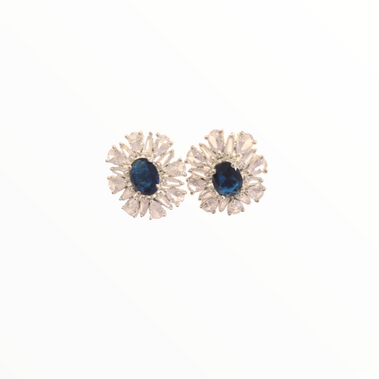 Flower Studs, Navy