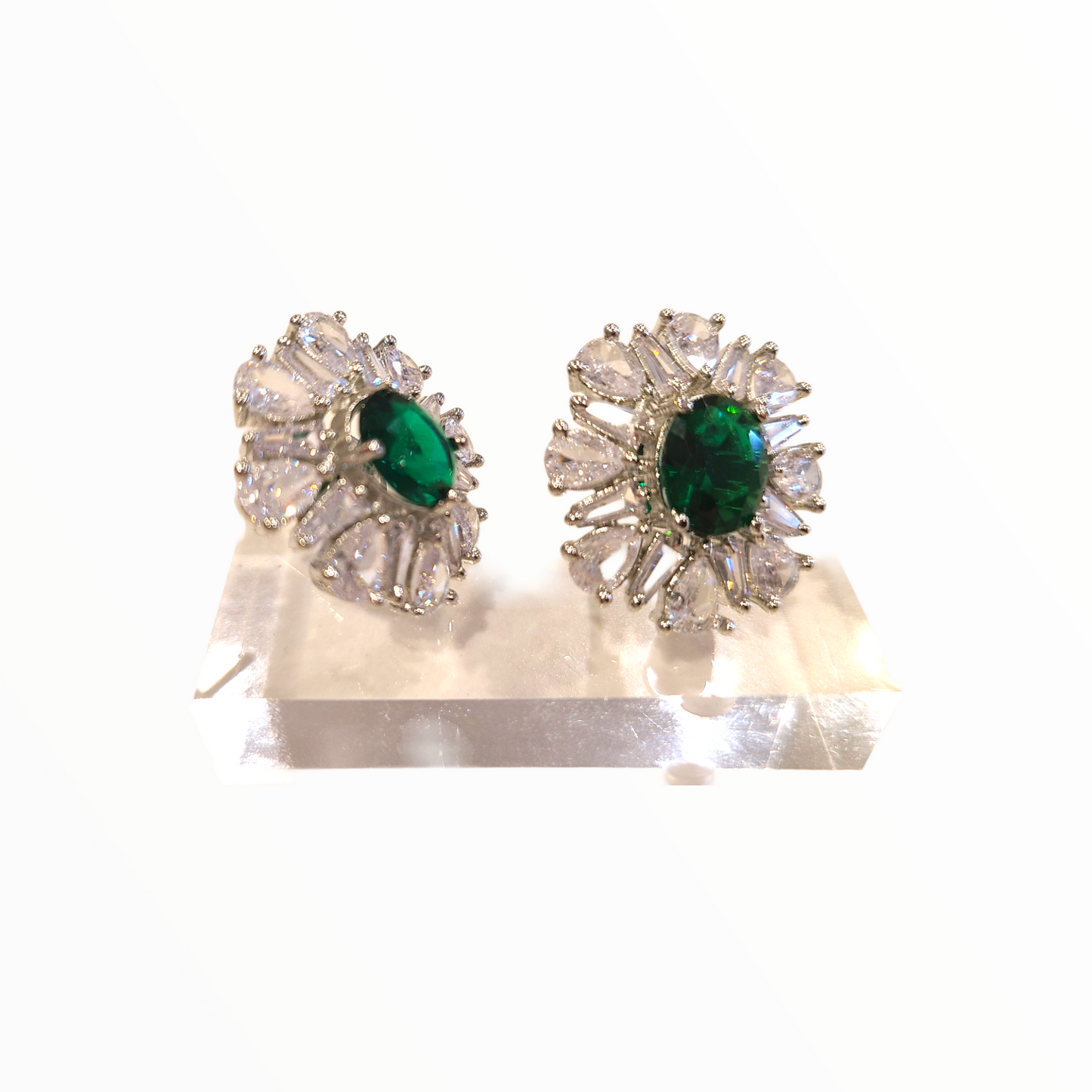 Flower Studs, Emerald