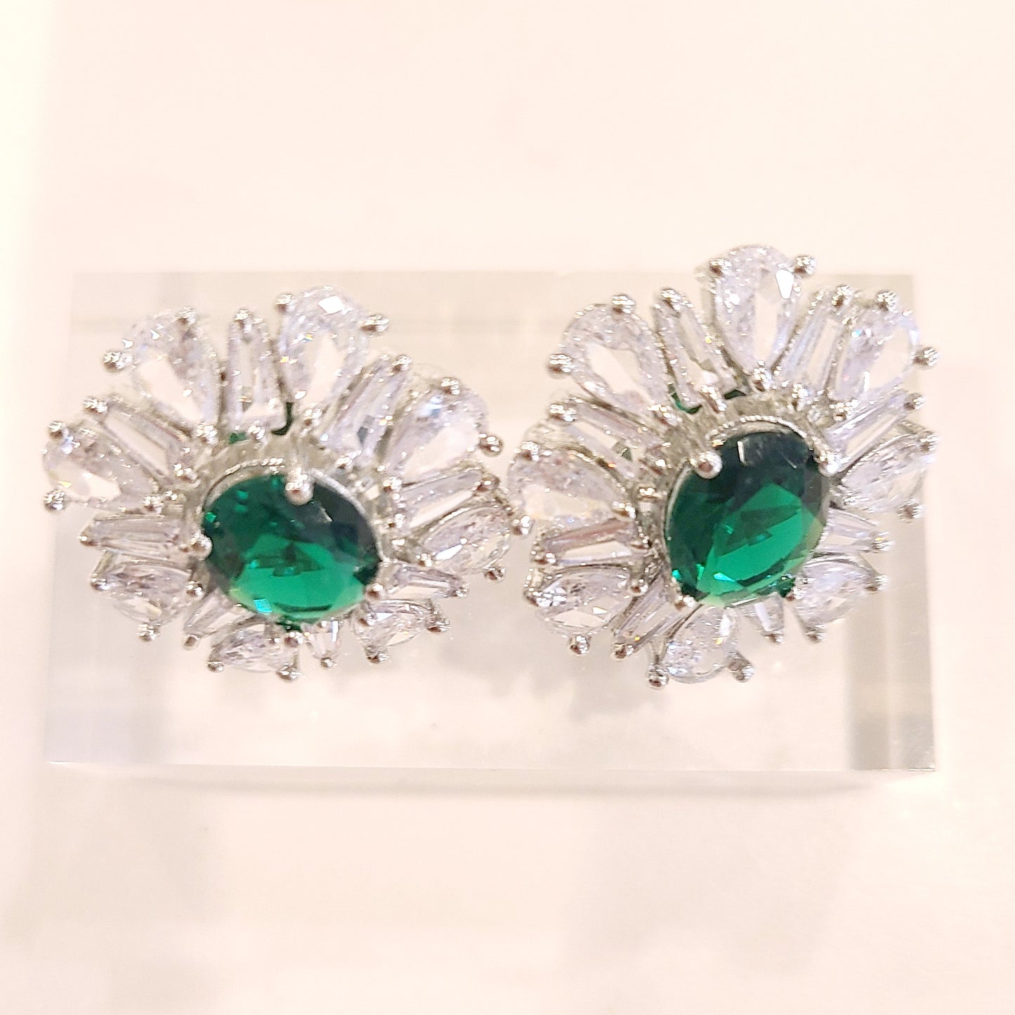 Flower Studs, Emerald